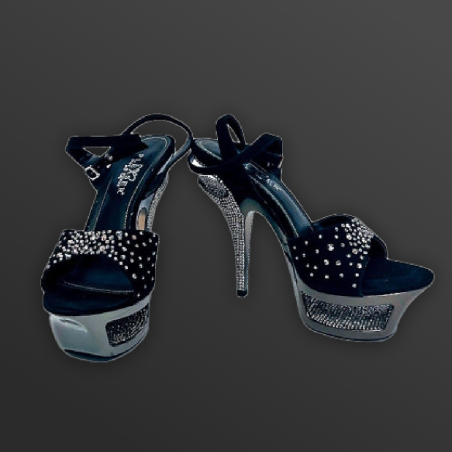 Pleaser High Heels mit plateau schwarz mit Glassteinchen