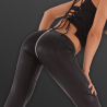 Wetlook Leggings schwarz mit Reisverschluss