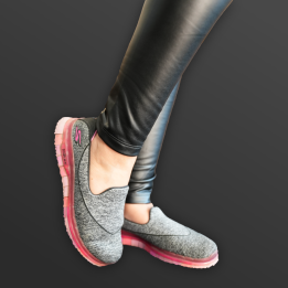 Gray Pink Slip-On Sneakers by Skechers