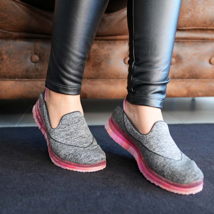 Gray Pink Slip-On Sneakers by Skechers