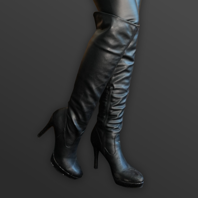 Schwarze Overkneestiefel aus Kunstleder