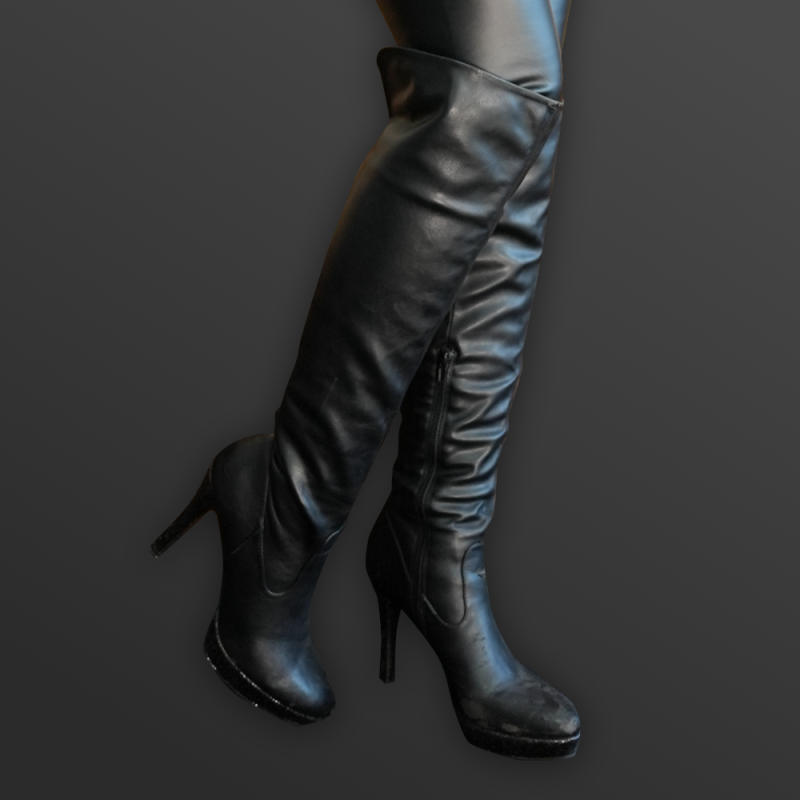 Schwarze Overkneestiefel aus Kunstleder