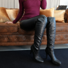 Schwarze Overkneestiefel aus Kunstleder