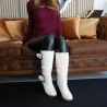 Weiße Langschaft Winterstiefel mit Keilabsatz
