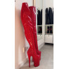 Rote Lack Overknee Plateau Stiefel