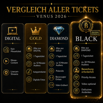 Venus 2026 Pakete: Digital, Gold & Diamond