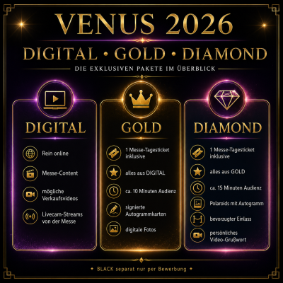 Venus 2026 Pakete: Digital, Gold & Diamond