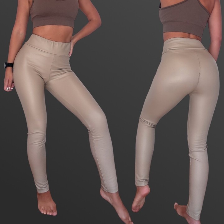 Calzedonia Kunstleder Leggings in Creme