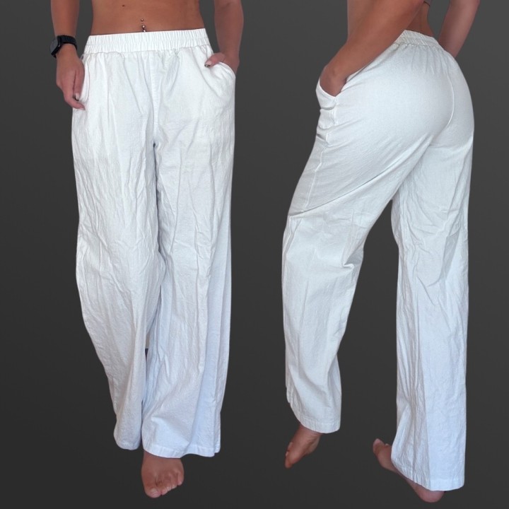 Rapbin Wide Leg Stoffhose in weiß
