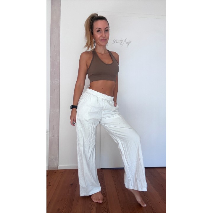 Rapbin Wide Leg Fabric Pants in White, Size S | Worn