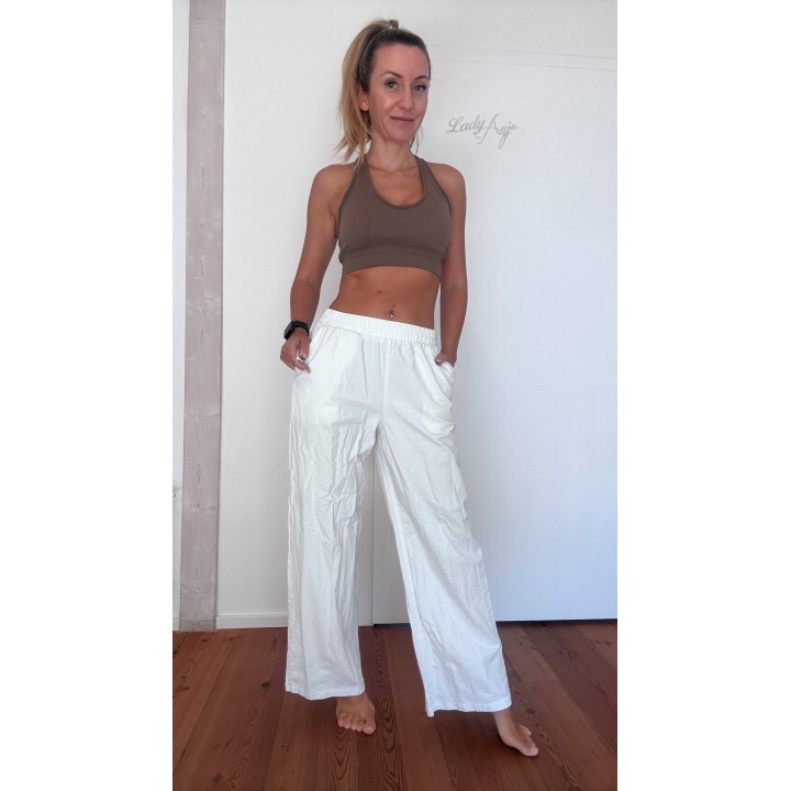 Rapbin Wide Leg Stoffhose in weiß