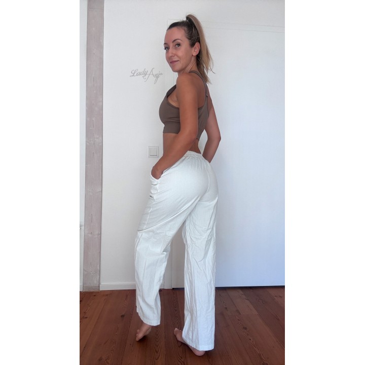 Rapbin Wide Leg Stoffhose in weiß