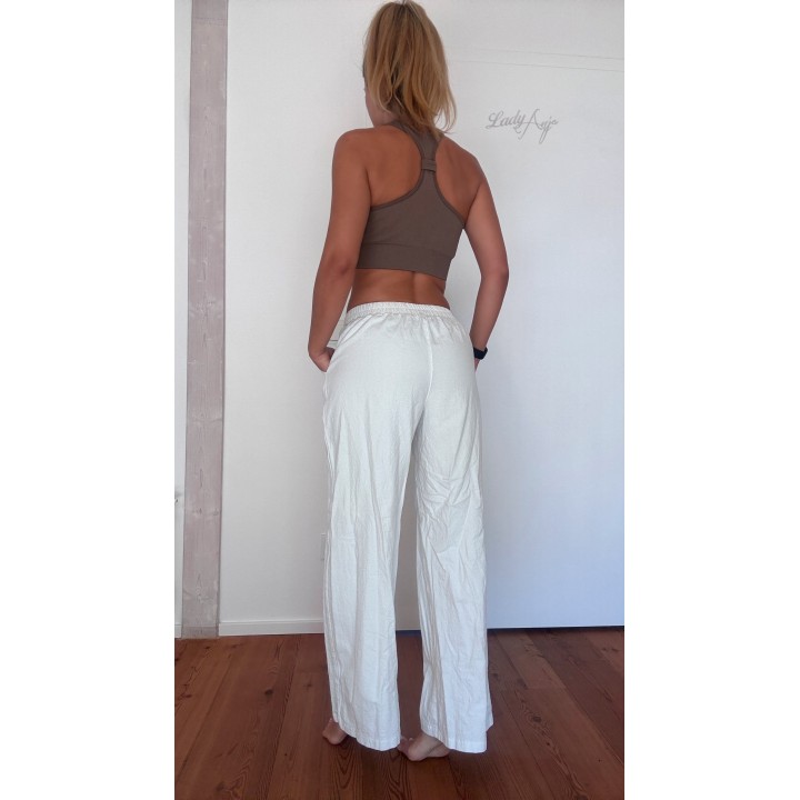 Rapbin Wide Leg Stoffhose in weiß