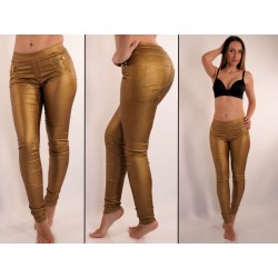 Wetlook Jeans Gold schimmernd