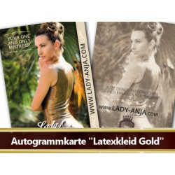 Autogrammkarte Latexkleid Gold